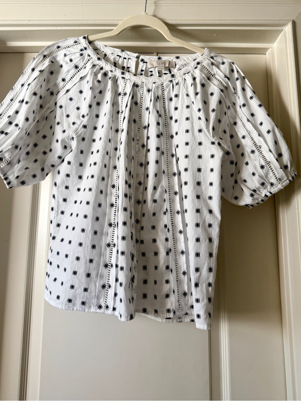 Loft White and with Black Geometric  Blouse